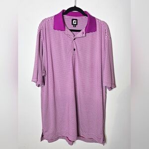 FootJoy Performance Mens Large Purple Striped Polo Shirt Relaxed Fit Golf Sporty